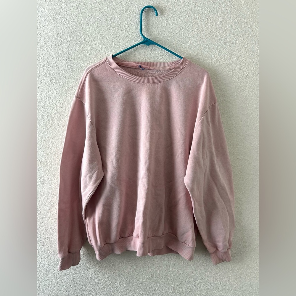 Blush Pink Oversized Crewneck Sweatshirt XL Fair Condition Lounge - Picture 15 of 16